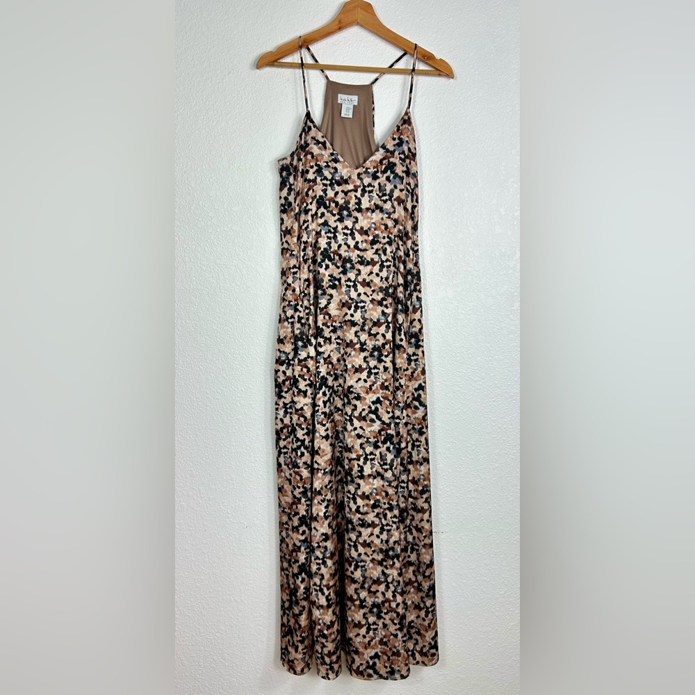 NICOLE MILLER N.Y. Size XS Printed Maxi Slip Dress FRONT POCKETS